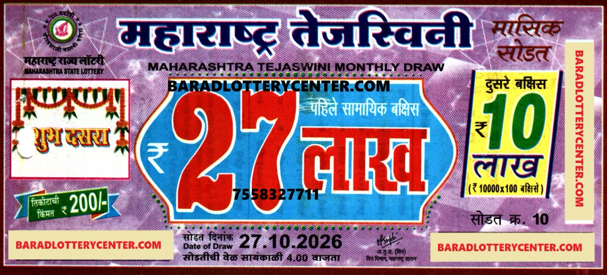 Maharashtra Tejaswini Monthly Draw