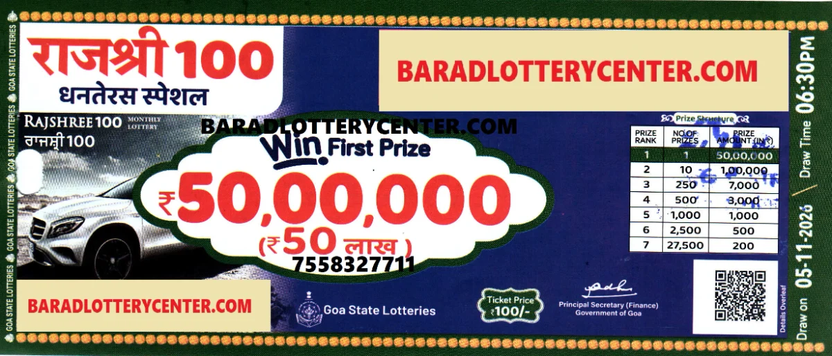 Rajshree 100 Monthly Lottery